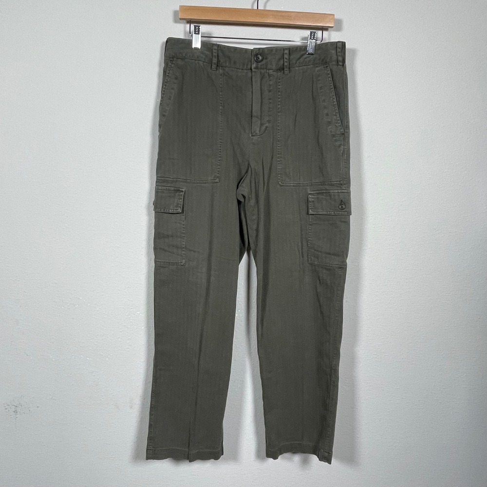 James Perse Herringbone Cargo Pants Women 3 Olive Green Utility Relaxed WHBS1043